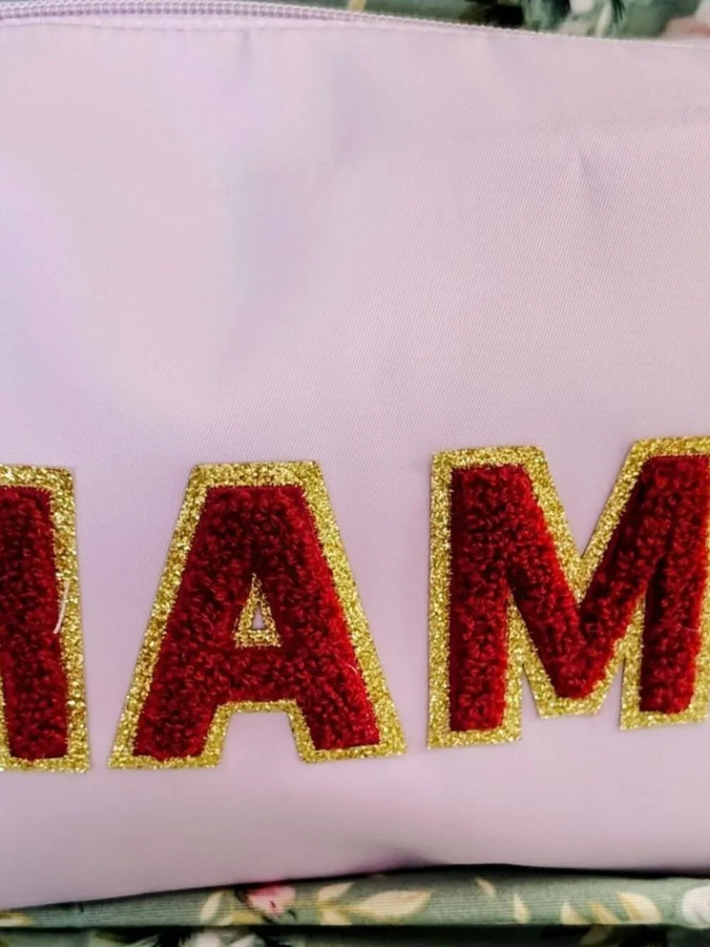 NWT Mama Pouch Cosmetic Bag Varsity Letters
